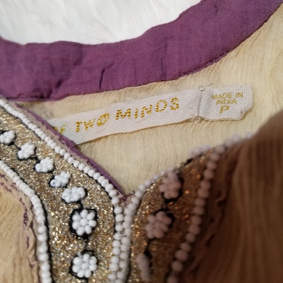 ❌️SOLD💋Of Two Minds Silk Blouse Sheer Beaded 0mbre - Picture 2 of 7